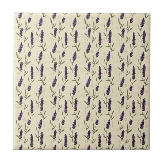 Lila Beige Botanisches Florales Küchendesign Fliese (Vorderseite)