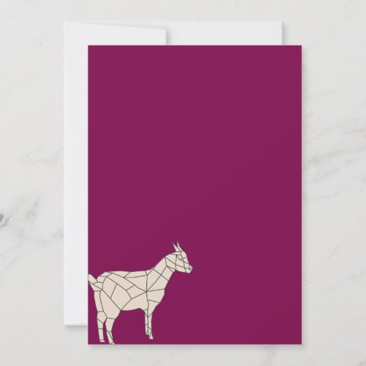 Lila Beige Einfache Linie Tier Wildziege Einladung (Rückseite)