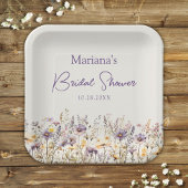 Lila Beige Wildblumen Blumengebäck Brautparty Pappteller