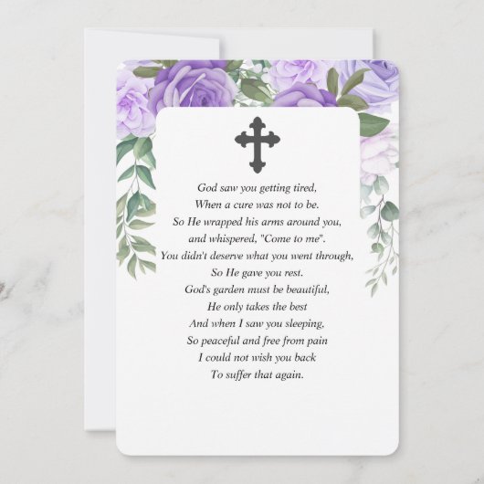 Lila Beileid Beerdigung Beerdigungskarte Dankeskarte (Rückseite)