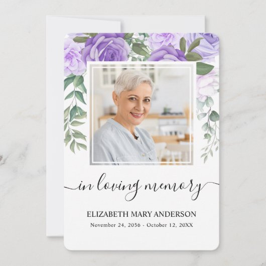 Lila Beileid Beerdigung Beerdigungskarte Dankeskarte (Vorderseite)