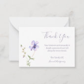 Lila Beileid für die Blumenschlucht Danke Karte (Vorderseite)