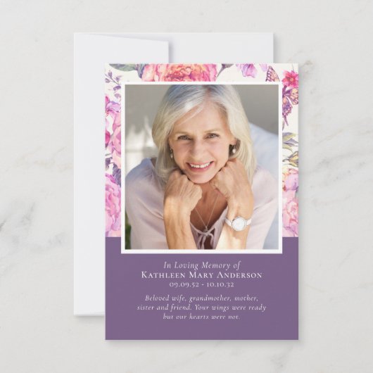 Lila Beileid zur Beerdigung der Blüten Karte (Vorderseite)