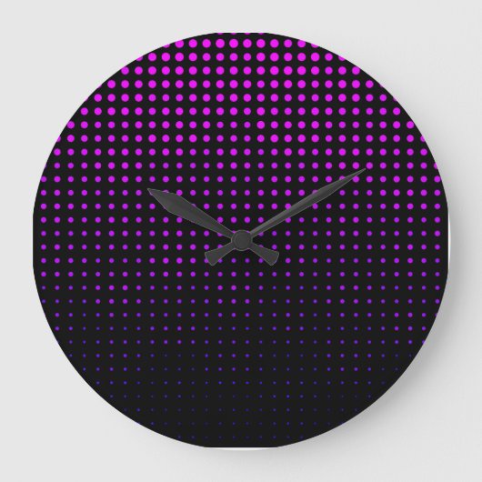 Lila beleuchteter Halftone-Leuchtgitter Große Wanduhr (Vorderseite)