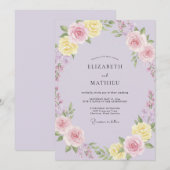 Lila bemalte Hochzeit Einladung (Vorne/Hinten)