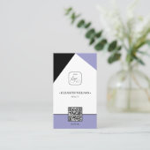 Lila, benutzerdefiniertes Firmenlogo und QR-Code Visitenkarte (Stehend Vorderseite)