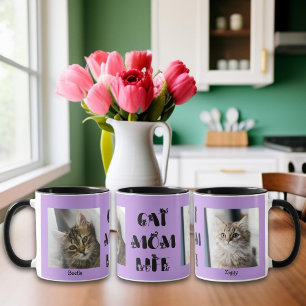 Lila benutzerdefiniertes Foto Cat Mama Leben Mutte Tasse
