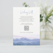 Lila Berge Hochzeitskode Begleitkarte (Stehend Vorderseite)
