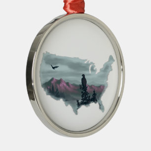 Lila Berge im ganzen Land Ornament Aus Metall