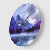 Lila Berge in Alaska | Landschaftsmalerei Große Wanduhr (Winkel)