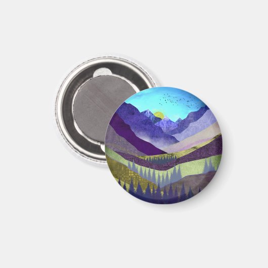 Lila Berge Majestät Magnet (Vorderseite/Rückseite)