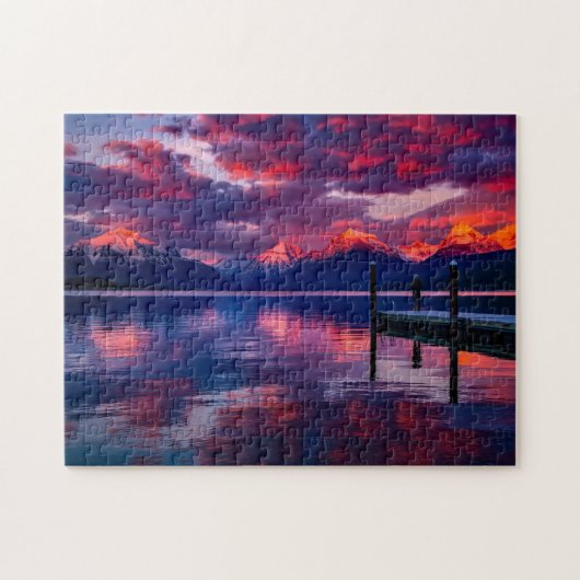 Lila Bergkunst Landschaftliche Puzzles (Horizontal)