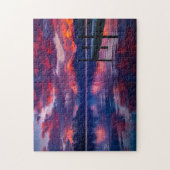 Lila Bergkunst Landschaftliche Puzzles (Vertikal)