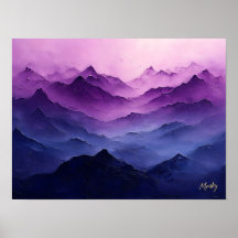 Lila Bergschichten - Abstrakte Lila Landschaft