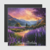 Lila Bergtal Sonnenaufgang Geburtstag Magnetkarte (Vorne/Hinten)