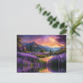 Lila Bergtal Sonnenaufgang Postkarte (Stehend Vorderseite)