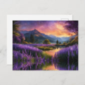 Lila Bergtal Sonnenaufgang Postkarte (Vorne/Hinten)