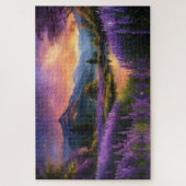 Lila Bergtal Sonnenaufgang Puzzle (Vertikal)