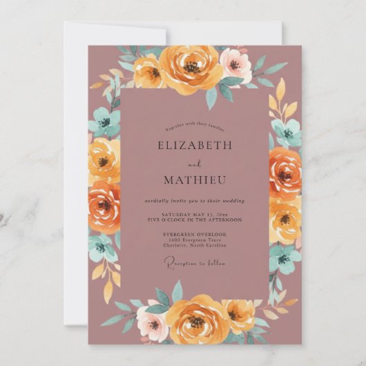 Lila Bernstein Hochzeit Einladung (Vorderseite)