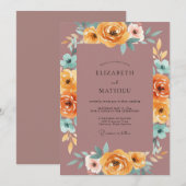 Lila Bernstein Hochzeit Einladung (Vorne/Hinten)