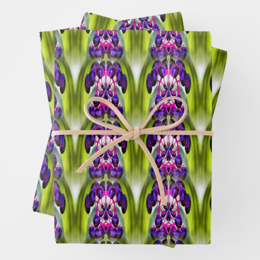 Lila Berries Abstraktes Naturelemuster Geschenkpapier Set (Beispiel)