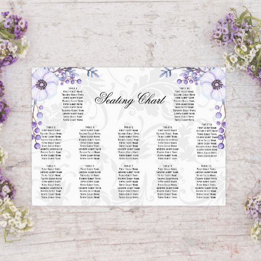 Lila Berries Floral Damask Hochzeit Poster