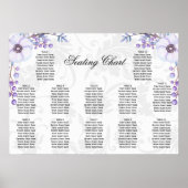 Lila Berries Floral Damask Hochzeit Poster (Vorne)