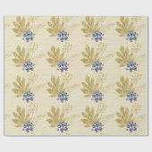 Lila Berries und Gold-Blätter auf hellgelb Geschenkpapier (Flach)