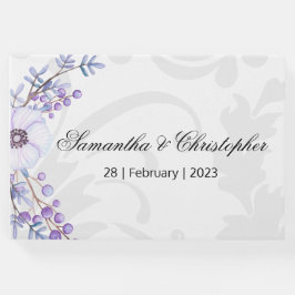 Lila Berries und Gray Damask Hochzeit Gästebuch
