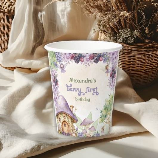 Lila Berry First Fairy Erster Geburtstag Pappbecher