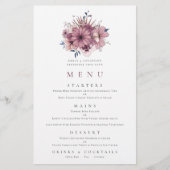 Lila Berry Pink Florals Wedding Menu (Vorderseite)