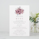 Lila Berry Pink Florals Wedding Menu (Stehend Vorderseite)