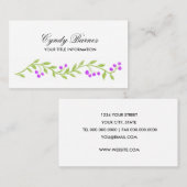 Lila Berry Vine Business Card Visitenkarte (Vorne/Hinten)