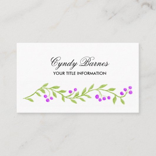 Lila Berry Vine Business Card Visitenkarte (Vorderseite)