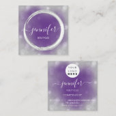 Lila berufliches Makeup-Künstlerlogo Silber Grau Quadratische Visitenkarte (Vorne/Hinten)