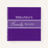 Lila Beschreibung Ihrer Namensfamilie Script Typog Notizblock (Vorderseite)