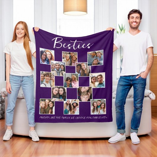 Lila Best Friends Foto Grid Fleecedecke