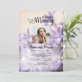 Lila Bestattungsauftrag Einladung (Stehend Vorderseite)