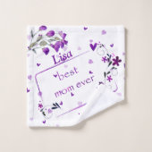 Lila Beste Mama je - Badetuch Set (Waschlappen)