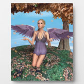 Lila betender Engel Herbst-Fantasie-Kunst Fotoplatte (Vorderseite)