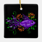 Lila Betta Fisch Lotus Blume Keramikornament (Vorderseite)