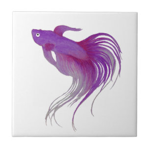 Lila Betta Fish Wasserfarbe Fliese