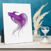 Lila Betta Fish Wasserfarbe Fotoplatte (Seite)