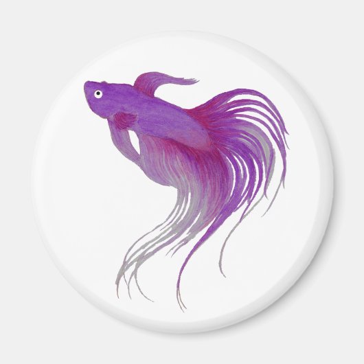 Lila Betta Fish Wasserfarbe Magnet (Vorne)