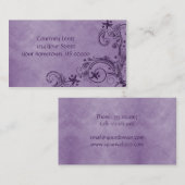 Lila beunruhigte Blumenkarte des geschäfts-02 Visitenkarte (Vorne/Hinten)
