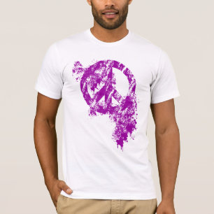 Lila beunruhigter Friedenssymbol-Farben-Spritzer T-Shirt