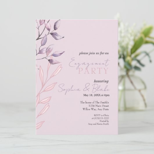 Lila Bewerbungspartei in rosa und Lila Folien Einladung (Stehend Vorderseite)