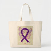Lila Bewusstsein Ribbon Custom Art Toag Jumbo Stoffbeutel (Vorne)