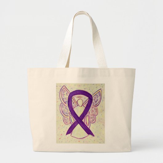 Lila Bewusstsein Ribbon Custom Art Toag Jumbo Stoffbeutel (Vorne)