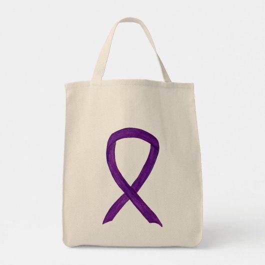 Lila Bewusstsein Ribbon Custom Art Toag Tragetasche (Rückseite)